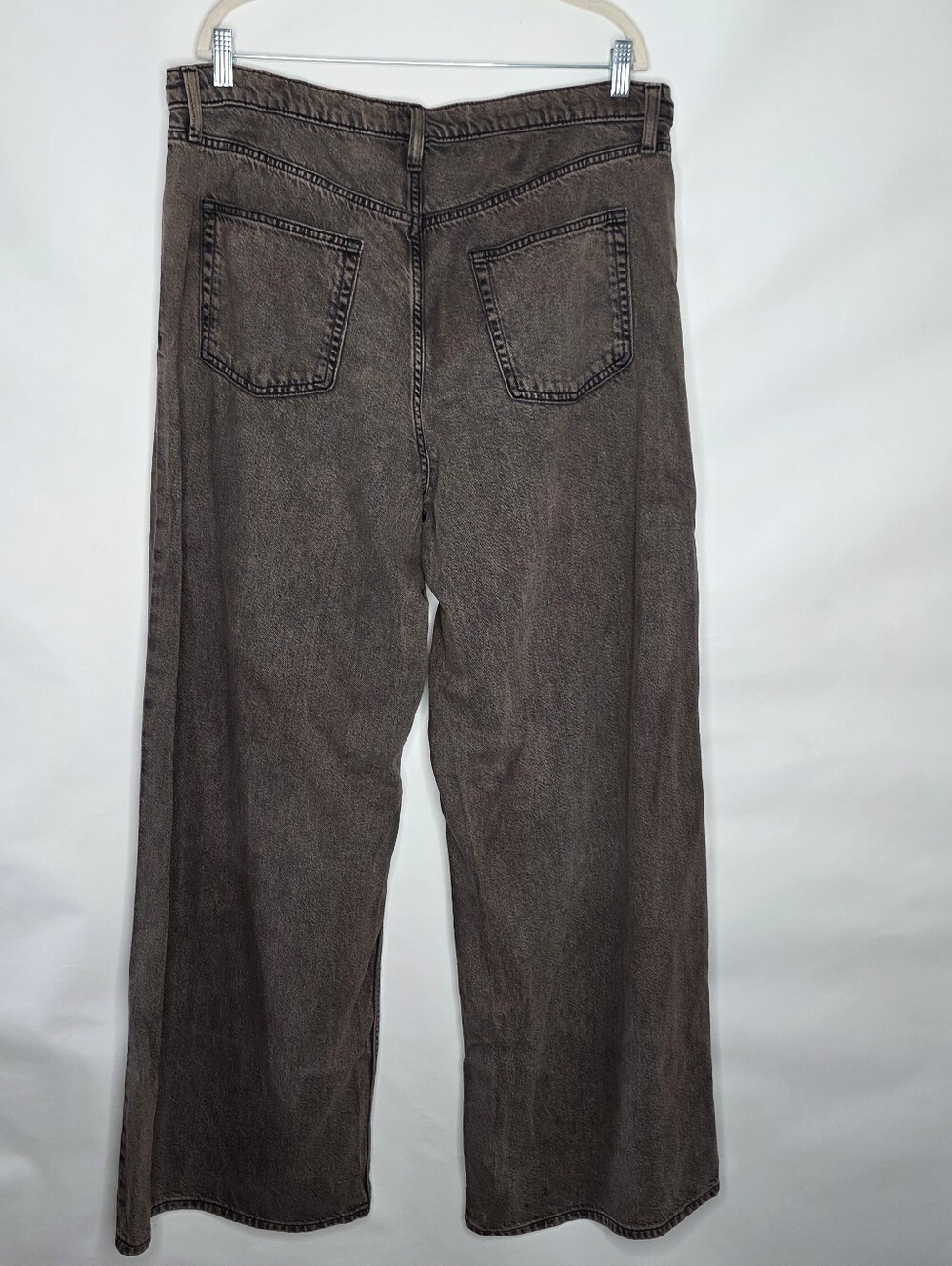 Gap Baggy Mid-Rise Wide Leg Jeans Size 16 Tall Ultrasoft Denim Dark Brown Wash - Picture 6 of 16